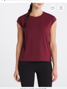 MPG Women's Cap-Sleeve Tee in Burgundy size medium.